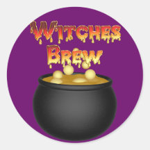 KRW Witches Brew Cauldron Halloween Round Sticker