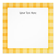 KRW Yellow Check Square Custom Invitation