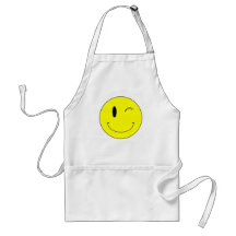 KRW Yellow Winking Smiley Face Apron