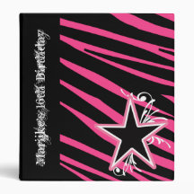 KRW Zebra Pink and Black Star Keepsake Album ** Binders