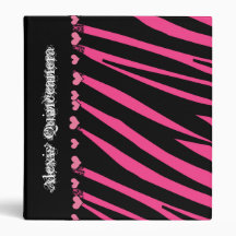 KRW Zebra Pink & Black Hearts Quinceanera Album ** Binder