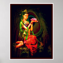 Kuan Yin and The  Peacock Feather Print