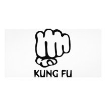 kung fu fist icon custom photo card