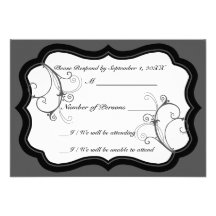Kurli-Q Ivory B (Smoke) RSVP Card