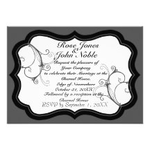 Kurli-Q Ivory B (Smoke) Wedding Invitation