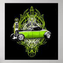 Kustom Striping And a 32 on Black Poster