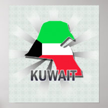Kuwait Flag Map 2.0 Poster
