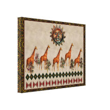 Kwanzaa Giraffes Stretched Canvas Print
