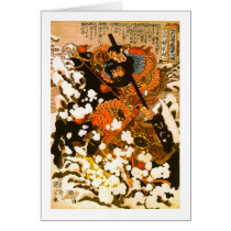 Kyusempo Sakucho on a black stallion Greeting Cards