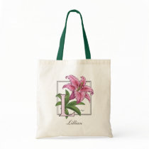 L for Lily Flower Monogram Canvas Bags