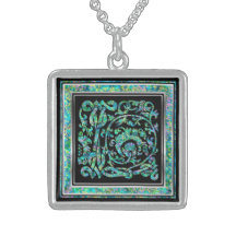 L Initial Monogram "Masselle Blue" Necklace