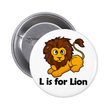 L is for Lion Pinback Buttons