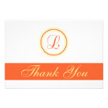L Merci de Monogam de cercle de point (orange/jaun invitations