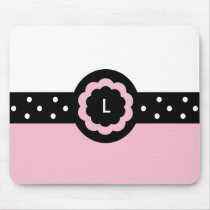 L :: Monogram L Dotted Pink & White Mousepad