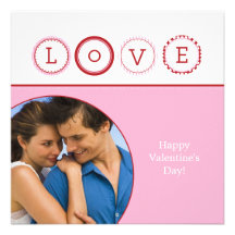 L.O.V.E. Personal Photo - Pink & Red Invitations