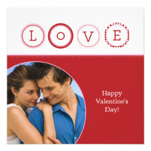 L.O.V.E. Personal Photo - Red & Pink Personalized Invites