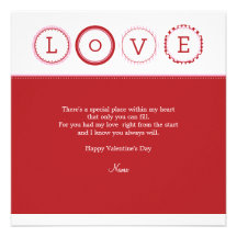 L.O.V.E. - Red & Pink Personalized Announcement