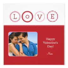 L.O.V.E. Square Photo - Red & Pink Invitation