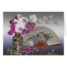 la 25ème vie d'Asiatique d'invitation de fête d'an Cartes