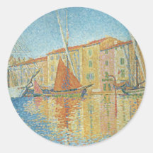 La balise rouge par Paul Signac, Pointillism vinta Autocollants