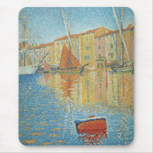 La balise rouge par Paul Signac, Pointillism vinta Tapis De Souris