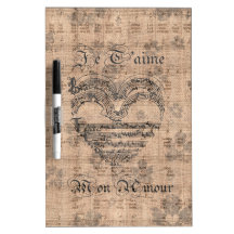 La belle musique antique note le coeur tableaux effaçables à sec