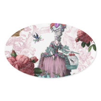 la cage aux oiseaux  (The Bird cage) Oval Sticker