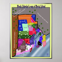 la carte de l'insulaire de rhode du Rhode Island Affiche