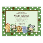 La carte postale de baby shower d'animaux de jungl cartes postales