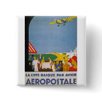 La Cote Basque Par Avion Pinback Button