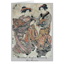 La courtisane Manyō dans Yoshiwara par Torii, Kiyo Carte De Vœux