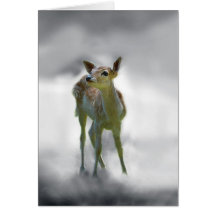 La curiosité du cerf commun de bébé carte de vœux