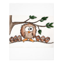La famille de hibou modèle d'en-tête de lettre
