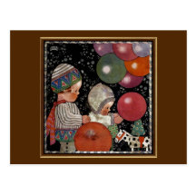 La fête d'anniversaire vintage d'enfants monte en  carte postale