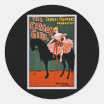 La fille 1897 de cirque autocollant rond