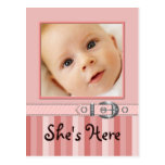 La fille barre le faire-part de naissance de photo carte postale