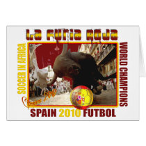 La Furia Roja Spanish Bull Soccer Futbol Greeting Card
