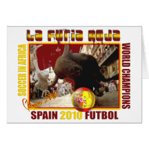 La Furia Roja Spanish Bull Soccer Futbol Greeting Card