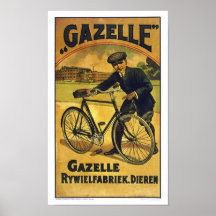 La gazelle fait un cycle l'affiche vintage de bicy