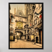La grande horloge, cru Photochrom de Rouen, France Affiches