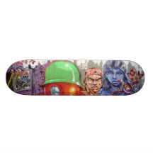 La jeune fille et les guerriers - skateboards customisés