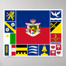 La Liechtenstein et ses drapeaux de Gemeide Affiche