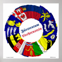 La Liechtenstein et ses drapeaux de Gemeinde Poster