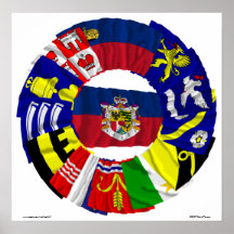 La Liechtenstein et ses drapeaux de Gemeinde Posters