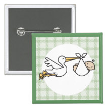 La livraison de bébé de cigogne badge avec épingle
