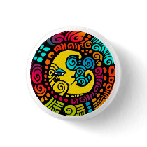 La Luna / Moon whimsical mylar 1 1/4 sized button