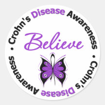 La maladie de Crohn croient le papillon de conscie Autocollants
