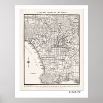 LA Map 1925 Poster