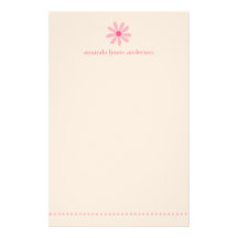 La marguerite rose personnalisée badine la papeter papier à lettre customisé