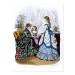 La Mode Illustree Blue & White & Red & Green Gowns Postcard